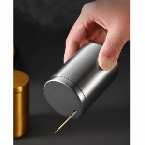 Stainless Steel Toothpick Holder Brushed Metal Thickened Storage Container Pot for Home Kitchen Restaurant