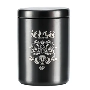 Black stainless steel toothpick holder container with laser engraved lion design home decor