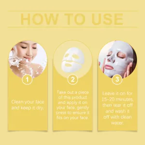 Niacinamide hydrating facial mask user guide, 3 simple steps for daily skin care routine.
