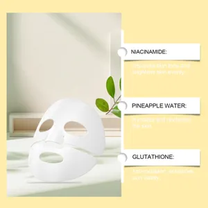 Deep hydrating facial sheet mask with niacinamide and glutathione for bright skin care.