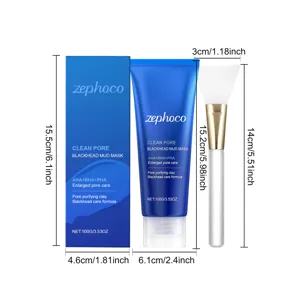 Mascarilla de barro anti puntos negros Zephoco con pincel de silicona para limpieza facial.