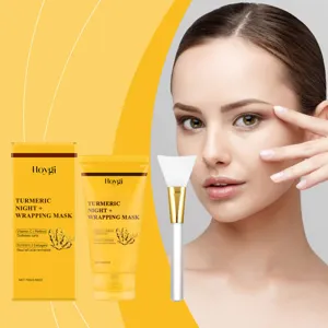 Masque Peel Off au Collagène de Curcuma Nettoyage en Profondeur Hydratant Raffermissant avec Pinceau pour Femmes