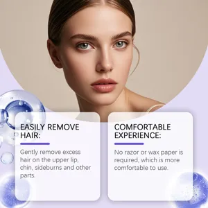 Détail d'épilation faciale douce pour une peau lisse et une application agréable.