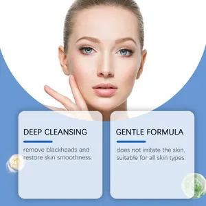Detalle de mascarilla facial que muestra eliminacion de puntos negros y formula suave.