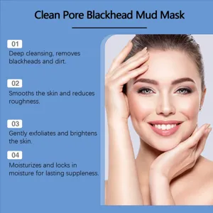 Vista detallada de los beneficios de la mascarilla, suaviza la piel y puntos negros.