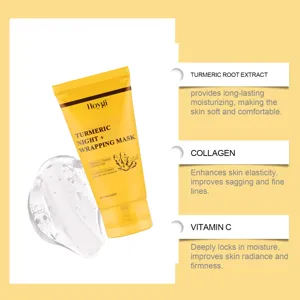 Masque peel off nuit collagène curcuma Hoygi nourrit hydrate en profondeur et raffermit la peau.