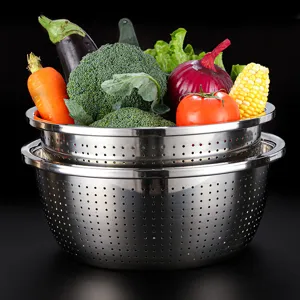 Set di colino in ciotola di acciaio inossidabile cucina verdura lavaggio bacino di drenaggio
