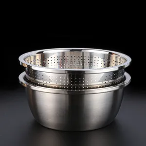 Set scolapasta e ciotola da cucina in acciaio inossidabile a doppio strato verdura.