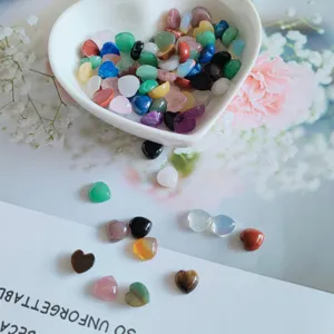 Natural stone heart cabochons crystal agate DIY jewelry accessories for rings and necklaces.