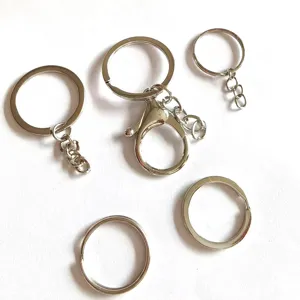 Metal Keychain Accessories Flat Split Ring With Four Section Chain And Lobster Clasp DIY Handcrafted Parts