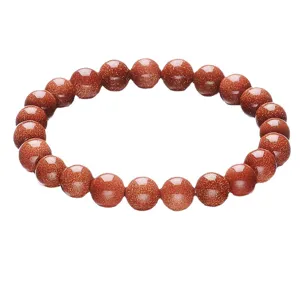 Elegant sparkling reddish-brown goldstone beaded bracelet for women minimalist jewelry