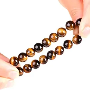 Natural Tiger Eye Stone Bracelet Round Beaded Elastic Yoga Healing Jewelry Simple Wholesale