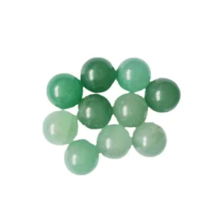 Natural 10mm green aventurine crystal round undrilled loose gemstone beads for DIY jewelry making.