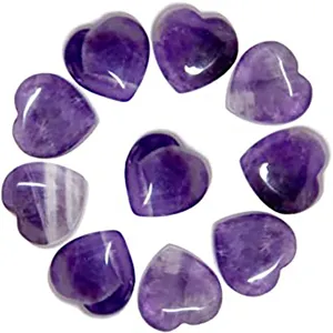 Natural amethyst heart crystal detail, polished gemstone piece, unholed peach decor for gift.