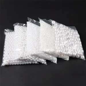 ABS imitation pearl loose beads for DIY jewelry making, wholesale white round craft beads.