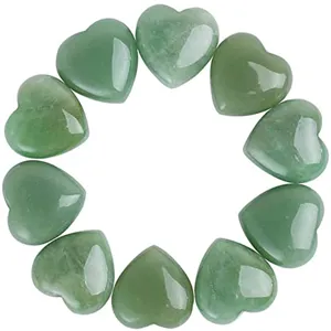 Green crystal heart stone detail view, polished gemstone unpunched crystal decor piece.