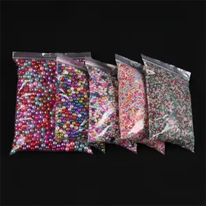 Colorful ABS imitation pearl loose beads detail view, perfect for DIY jewelry making and crafts.