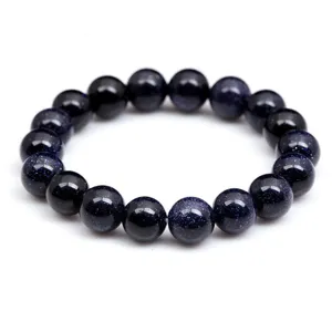 Natural Blue Sandstone Gold Sandstone Beaded Bracelet Unisex Starry Sky Crystal Stone Single Layer Beaded Jewelry Gift