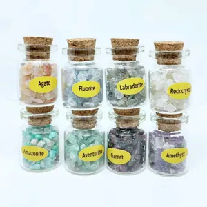 Natuurlijke Kristallen Brokjes Wens Flesjes Set 8st Helende Mineralen Stenen Decor