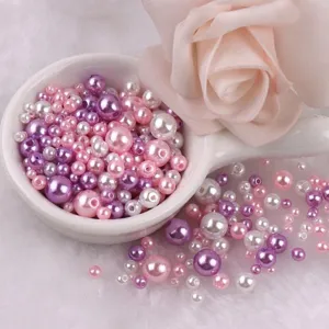 Mixed color ABS imitation pearl loose beads for DIY jewelry making, bracelets and crafts.