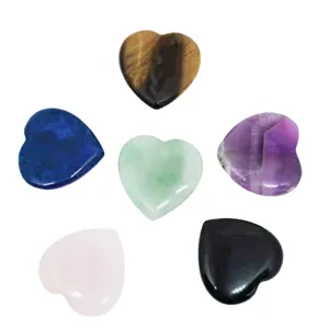 25mm Natural Crystal Heart Pocket Stones Healing Gemstone Love Decor Gift Set