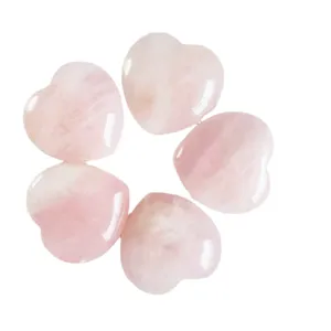 Natural rose quartz crystal heart gemstone unholed peach heart decoration ornament for gift.