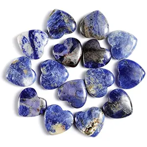 Natural blue crystal heart pocket stone palm stone home decor crystal healing gift