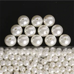 ABS imitation pearl beads for DIY jewelry making, wholesale loose round white beads with holes.