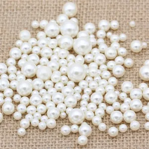 White ABS imitation pearl loose beads for DIY jewelry making, crafts, and bracelets main view