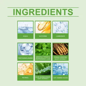 Gráfico detallado de ingredientes para mascarilla facial con extractos naturales y activos.