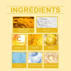 Vista macro de los ingredientes de la mascarilla peel-off HOYGI de cúrcuma y colágeno