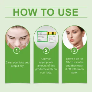 Guia de pasos de aplicacion de mascarilla en gel OUHOE para limpieza facial profunda.