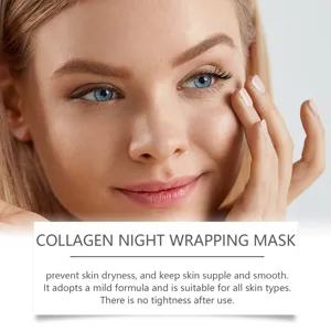 Gros plan de soin montrant une peau du visage hydratee et lisse apres l application du masque.