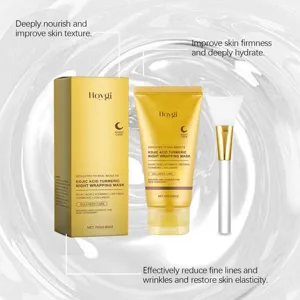 Set de mascarilla nocturna Hoygi con ácido kójico y cúrcuma, incluye tubo y pincel silicona.