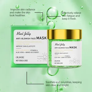 Mascarilla facial de gel de menta OUHOE hidrata, reafirma y calma la piel con extractos.