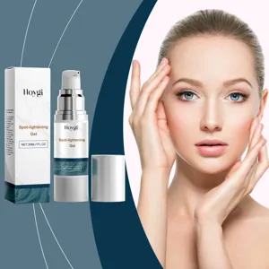 Hoygi spot-lightening facial gel with 30ml pump bottle and marble packaging