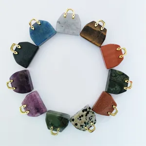 Natural stone crystal mini handbag pendant colorful gemstone bag shape DIY jewelry making charms