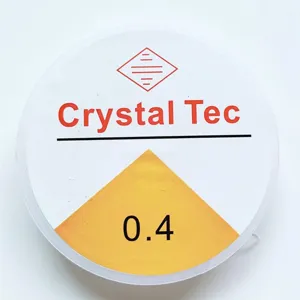 Hilo elástico transparente de cristal 0.4mm detalle, cordón resistente para joyería.