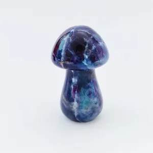 Natural crystal mushroom figurine agate gemstone hand-carved home office desk decor sculpture