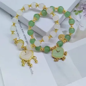Nouveau Style Chinois Bracelet de Perles Double Couche Vintage Cristal Perles Main Bijoux Femmes Mode Bracelet de Perles