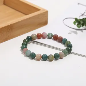 Natural stone multi-color agate beaded bracelet 8mm, elegant gemstone jewelry for women and girls.