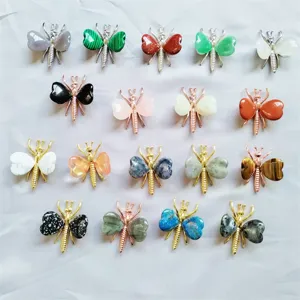 Natural stone butterfly crystal ornament healing gemstone cute insect figurines
