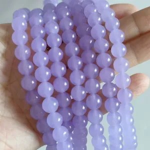 Hochwertige lavendelviolette Chalcedon-Rundperlen für DIY-Schmuckherstellung und Zubehör