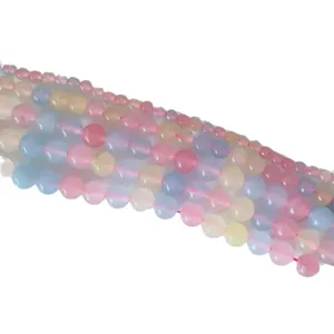 Hochwertige pastellfarbene Chalzedon-Rundperlen für die DIY-Schmuckherstellung und Basteln