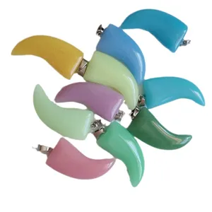 Pendentifs cornes en résine colorée pour colliers DIY, accessoires de bijoux.