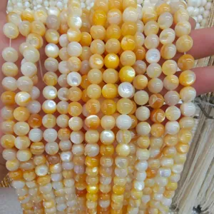Natural yellow shell loose beads mother of pearl round beads for DIY jewelry making crafts
