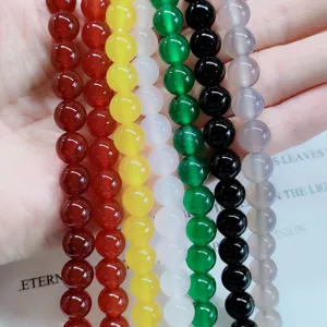 Natural colorful agate gemstone round beads DIY jewelry making semi finished strands