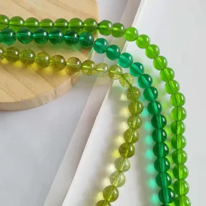 Green glass round beads loose beads for DIY handmade necklace bracelet jewelry accessories
