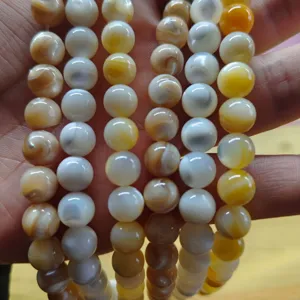 Natural seashell loose beads mother of pearl round beads DIY jewelry making crafting materials