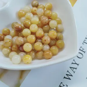 Natural crystal agate round beads semi-drilled loose beads DIY jewelry making accessories 6mm